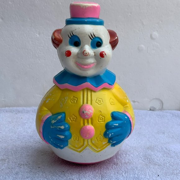 Vintage Roly Poly Clown Musical Toy Made in Hong Kong From 1980s - Picture 1 of 10